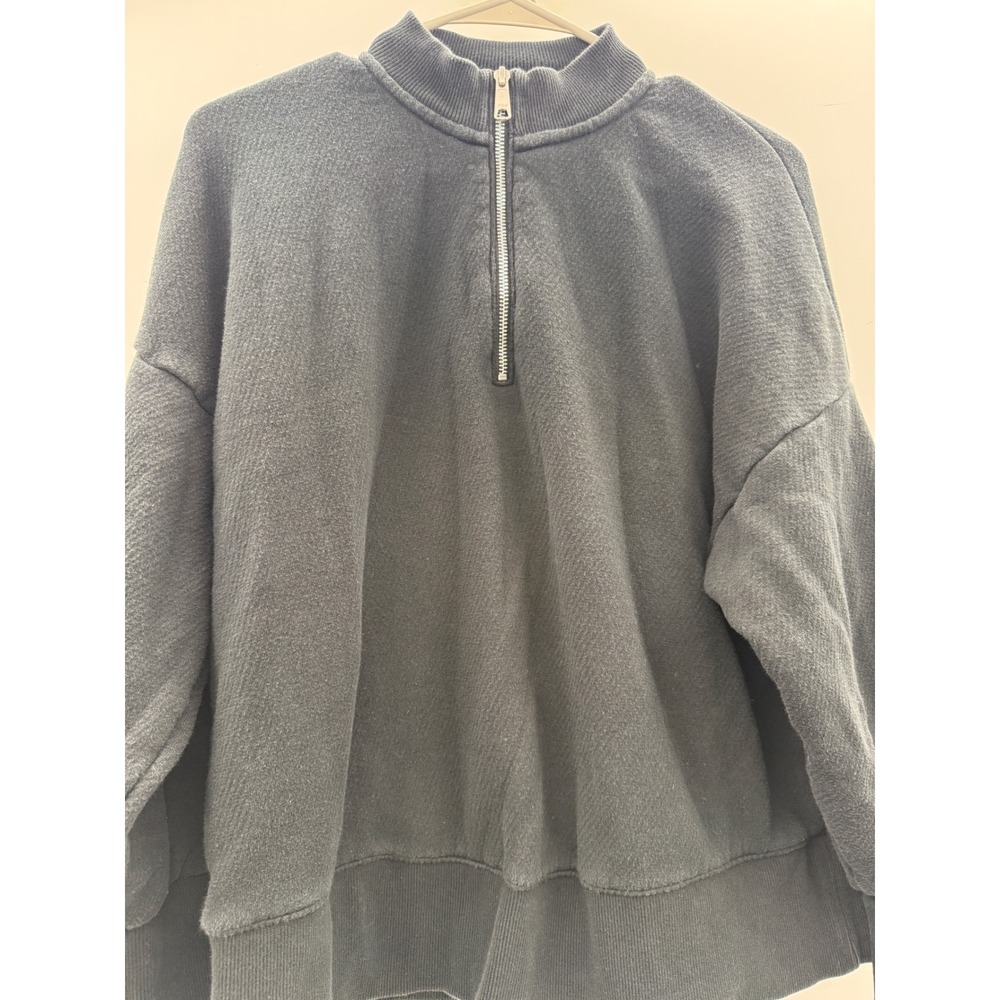Madewell MWL Quarter Zip Sweatshirt Womens Small Black Betterterry Mock Neck - Picture 6 of 8